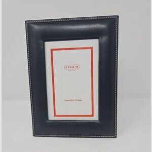 Vintage Y2K COACH Stitched Black Leather Picture Photo Frame 4x6 Like New Superb
